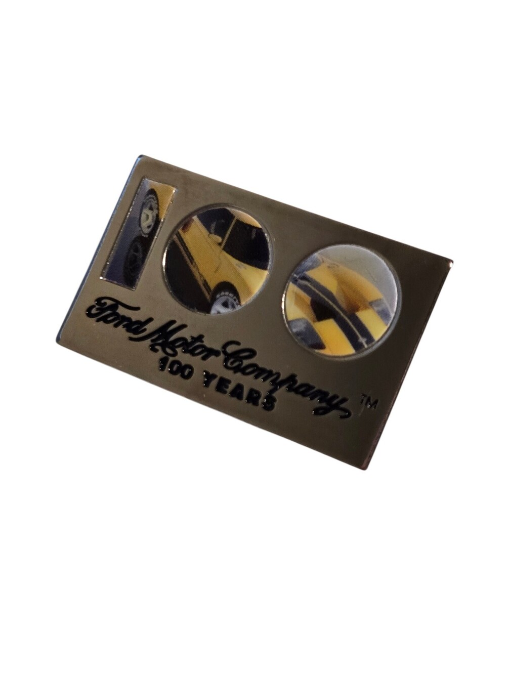 Ford Motor Company 100 Year Anniversary Yellow Ford GT Centennial Lapel Pin EUC